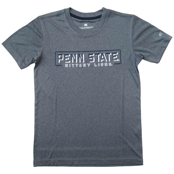 gray youth performance short sleeve t-shirt with Penn State Nittany Lions on chest